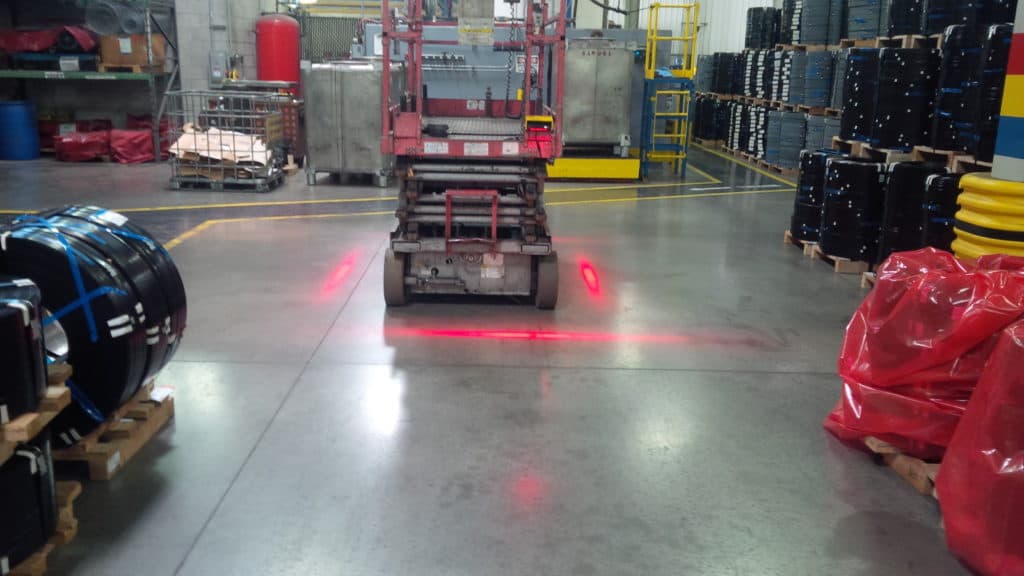 Telehandler Red Zone Buy Red Zone Danger Area warning light for forklifts, creates NO GO zone.