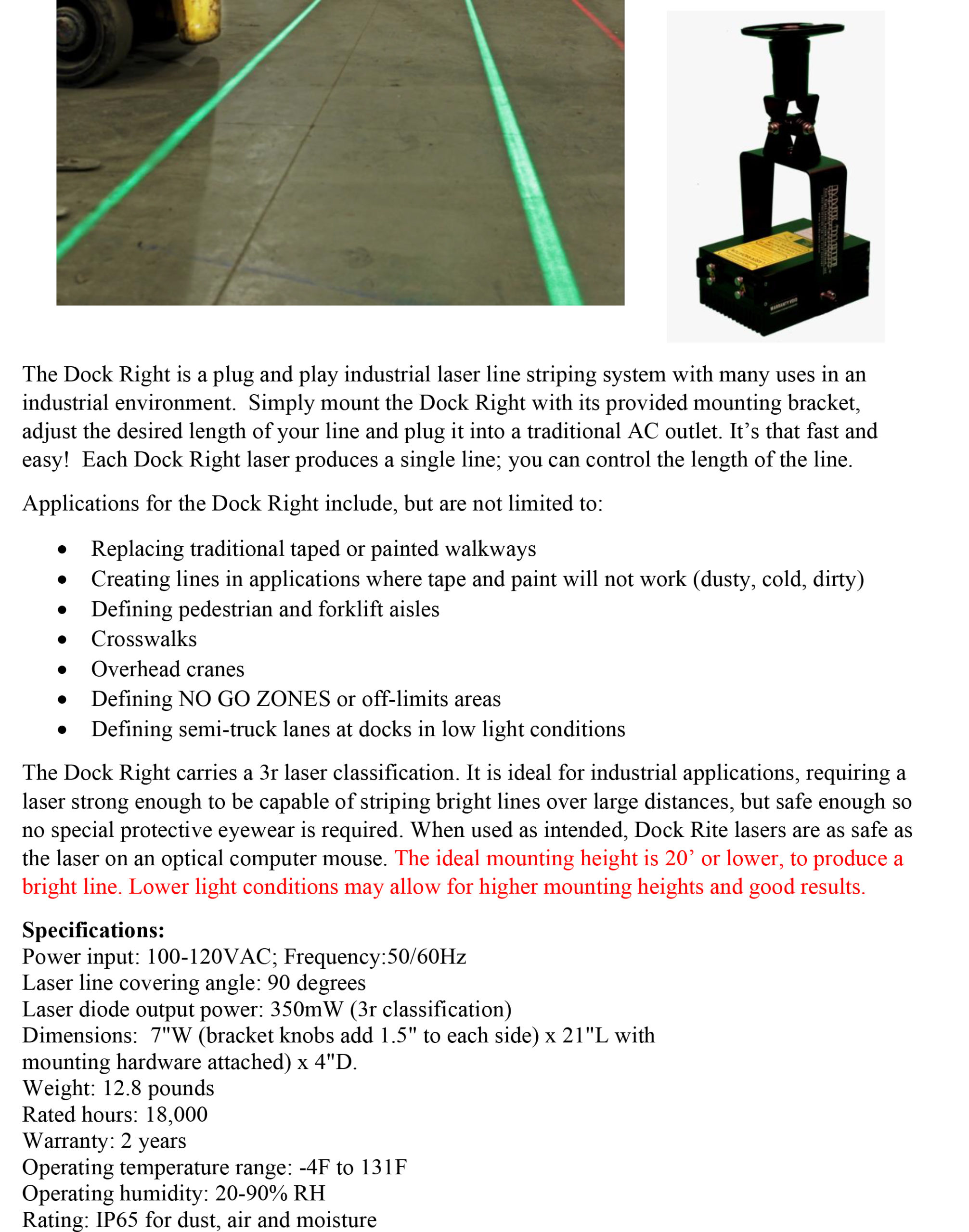 Laser Floor Marking System Replaces Floor Paint And Tape Super Bright